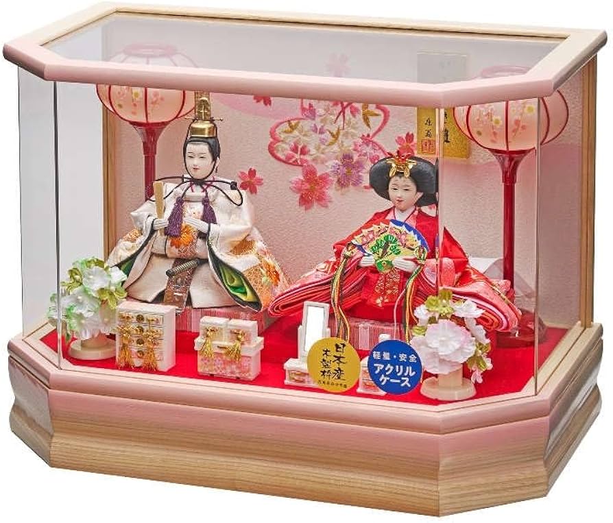 雛人形セット アクリルケース入り Amazon | 雛人形 ケース入り 彩乃 豆 親王飾り 幅42cm 六角W アクリル